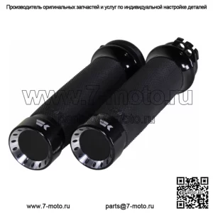 Пара ручек с контуром турбины Chrome Werks, черный тросик Harley Touring Softail 08+ (Для: Harley-Davidson)