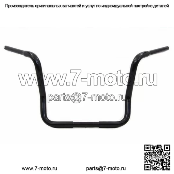 Руль Fat Apehanger Apes, 17 дюймов, 1,25 дюйма, черный, Harley Touring Batwing (для: Harley-Davidson)