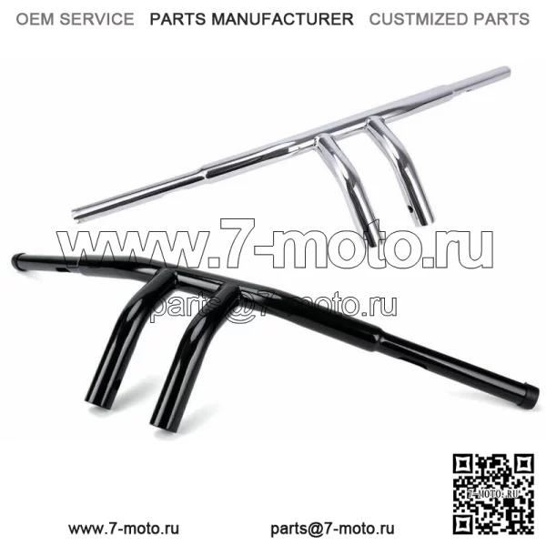 8-дюймовый Т-образный руль с подъемом 1-1/4 дюйма, руль для Harley Dyna Softail Sportster XL (для: Harley-Davidson)