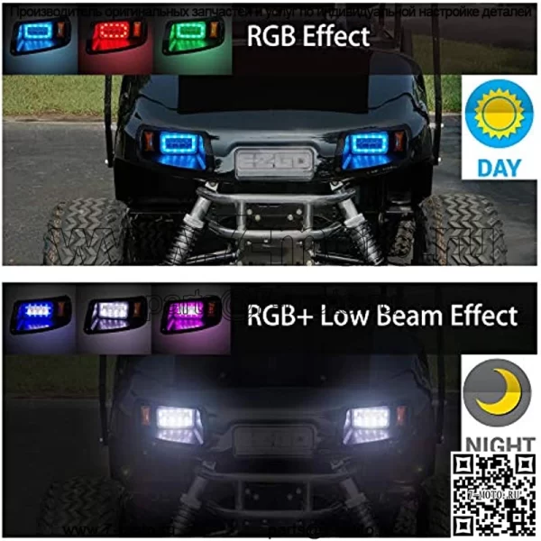 Комплект светодиодных фар и задних фонарей Golf Cart Deluxe для UP EZGO Freedom/T48/Valor 2014 года, дневные ходовые огни с музыкой RGB, указатель поворота, ближний и дальний свет, аварийный свет, стоп-сигнал, вход 16–80 В - Image 2
