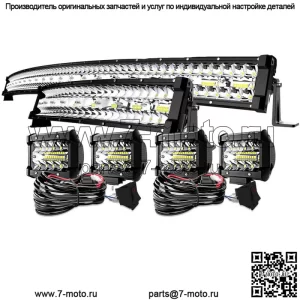 Для Can-Am Maverick X3 Верхняя крыша 52 "Изогнутая светодиодная панель + 22" + 4" Фонари для капсул