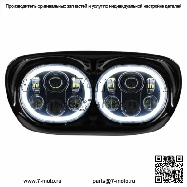 Белый светодиодный черный светильник для фар Dual Visionz Halomaker Harley FLTR 98-13 (Для: Harley-Davidson)