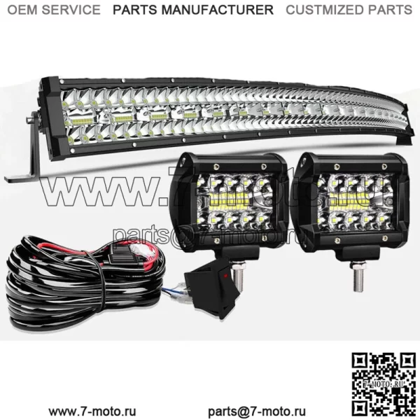 Для Kawasaki Teryx 800 750 Mule 610 4010 Крыша 50 "Светодиодная изогнутая световая панель + 4" капсулы (Для: более одного автомобиля)