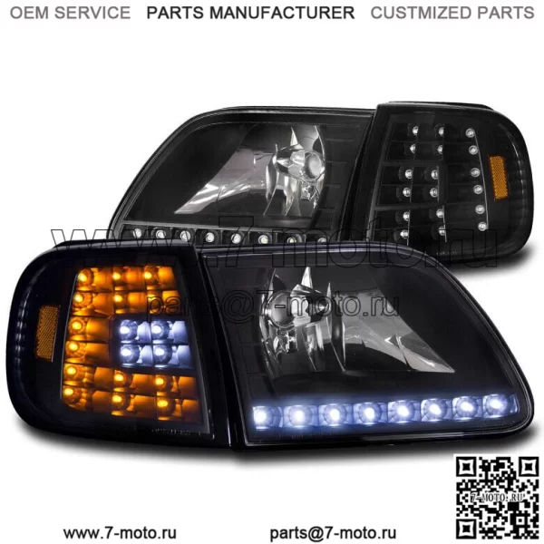 97-03 FORD F-150 EXPEDITION СВЕТОДИОДНЫЕ ХРУСТАЛЬНЫЕ ФАРЫ + ЧЕРНЫЙ УГЛОВОЙ СИГНАЛ 00 01 02 (Для: более одного автомобиля)