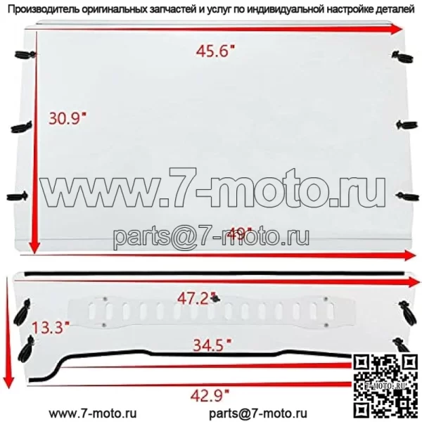 Переднее лобовое стекло и навес крыши, совместимые с John Deere Gator TS/TX/TE 2005–2020 гг., устойчивые к царапинам - Image 2