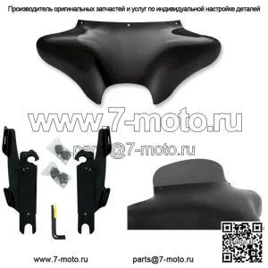 Обтекатель Memphis Shades Batwing 5, дымчатый комплект для крепления на лобовое стекло Harley FLSTF без планки (для: Harley-Davidson)