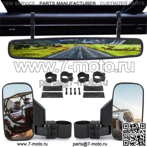 Комплект боковых зеркал и зеркал заднего вида 1,75 дюйма для Polaris RZR 800 XP1000 900 Yamaha UTV США (для: более одного автомобиля) - Image 4