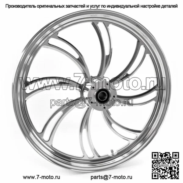 Полированный обод Vortex 18 x 3,5 переднего колеса Harley Touring Custom Dual Disc (Для: Harley-Davidson)