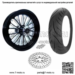 Ultima Manhattan Black Billet, 16 x 3,5, заднее колесо, пакет ротора с шинами BW Harley (для: Harley-Davidson)
