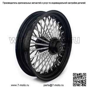 Бескамерное переднее однодисковое колесо черного цвета со спицами для Harley
