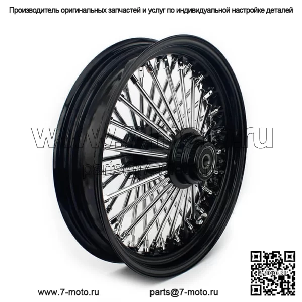Бескамерное переднее однодисковое колесо черного цвета со спицами для Harley