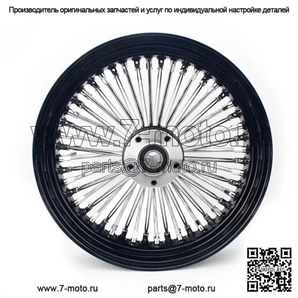 Бескамерное переднее однодисковое колесо черного цвета со спицами для Harley - Image 2
