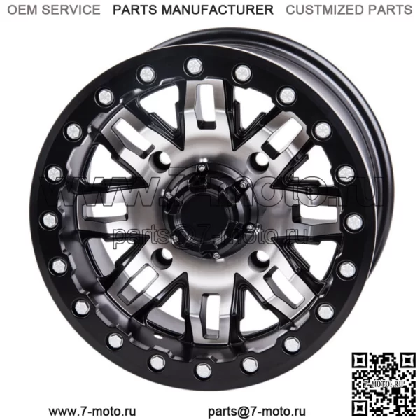 Колесо Tusk Teton Beadlock 15x10 5,0 + 5,0, обработанное/черное, с рисунком проушин 4/156 (для: Polaris)