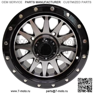 Колесо QuadBoss Wagon 14x7 4+3 со смещением 4/156, черное/механическая обработка RT-GW106147156BMA (для: Polaris)