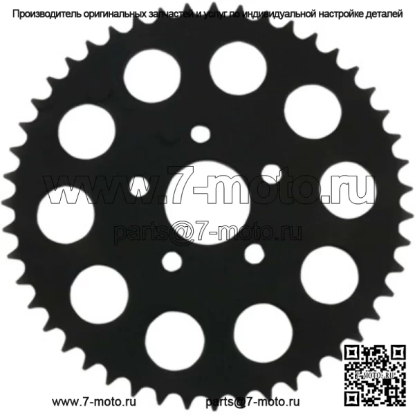 Черная плоская звездочка заднего колеса с 49 зубьями Harley 86-92 XL (Для: Harley-Davidson)
