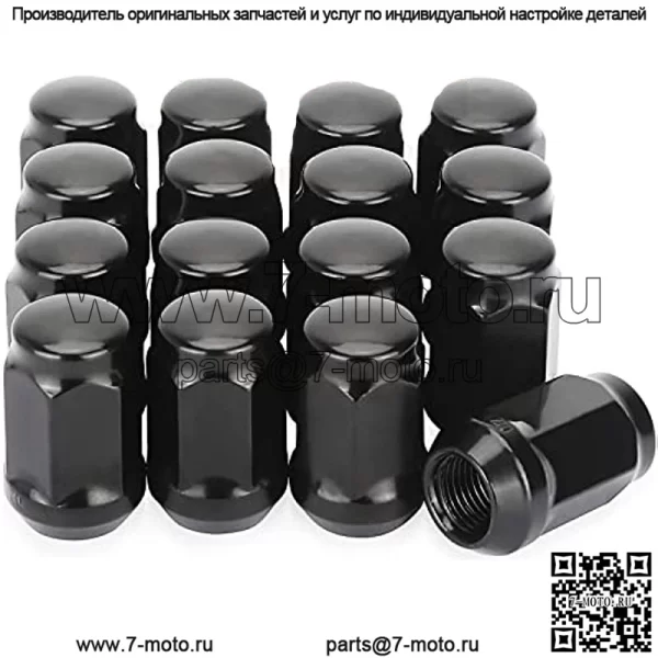 Хромированная колесная гайка для гольф-кара, размер 1/2–20 для EZGO и клубных автомобилей (16 шт. черных гаек с закрытыми концами)