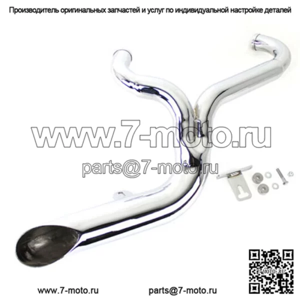 Хромированная выхлопная система 2 в 1 2:1 с боковой трубой Lake Side Harley FXD 91-05 (для: Harley-Davidson)