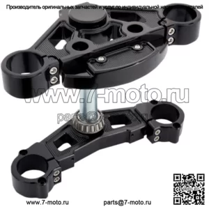 7&7 Raked Triple Tree Black 7° Rake 21"/23" Harley Touring 2014+ (Для: Harley-Davidson)