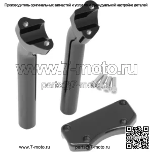 Глянцевый черный комплект верхних зажимов руля 9 1/2 с откидными штангами Harley Softail Dyna XL (для: Harley-Davidson)