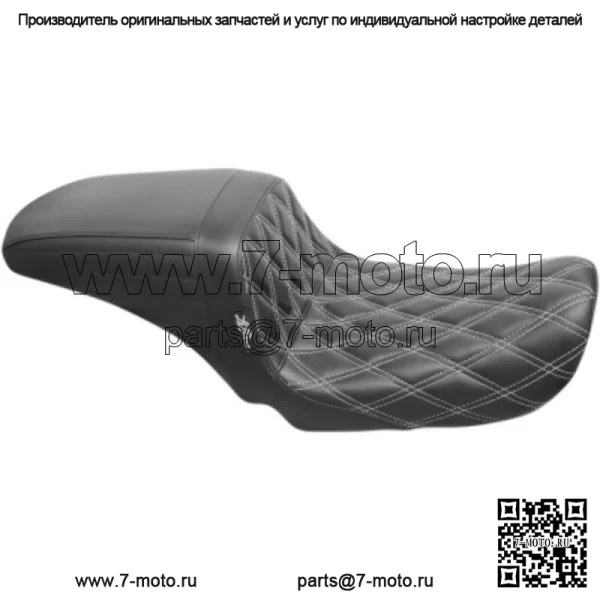 Le Pera Kickflip White Double Diamond Stitch Step 2 Up Seat 06-2017 Harley Dyna (Для: Harley-Davidson)