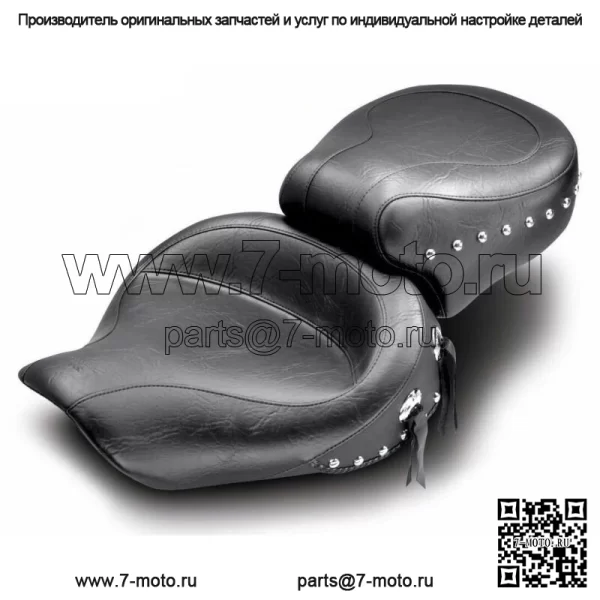 Цельное туристическое сиденье Mustang с широкими шипами и шипами 2006-2017 Harley Dyna 75435 (Для: Harley-Davidson)