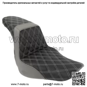Сиденье Saddlemen Step 2 Up с решеткой Diamond Silver Stitch M8 Harley Softail FXLRS (Для: Harley-Davidson)