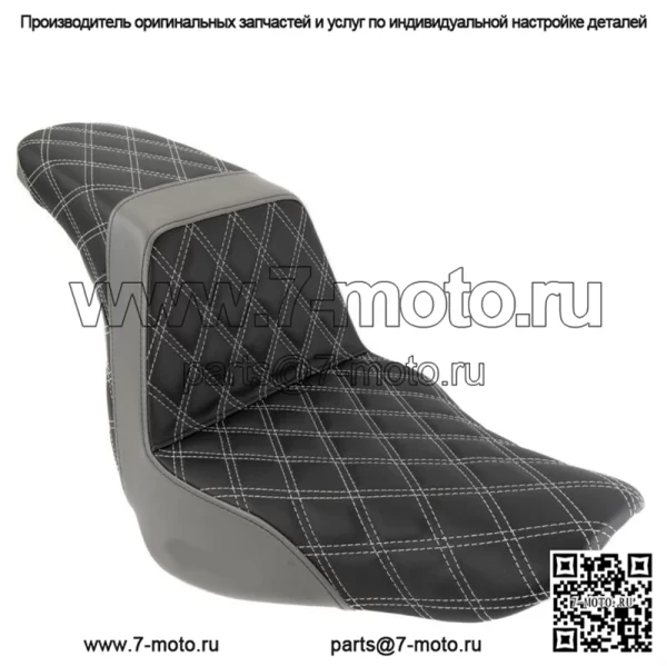 Сиденье Saddlemen Step 2 Up с решеткой Diamond Silver Stitch M8 Harley Softail FXLRS (Для: Harley-Davidson)