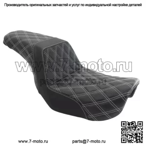 Сиденье Saddlemen Silver Step 2 Up с решетчатой ромбовидной строчкой Harley 06-17 Dyna FXD FLD (Для: Harley-Davidson)