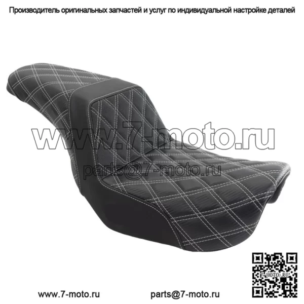 Сиденье Saddlemen Silver Step 2 Up с решетчатой ромбовидной строчкой Harley 06-17 Dyna FXD FLD (Для: Harley-Davidson)