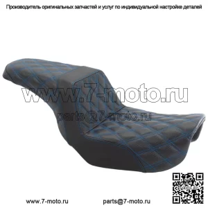 Сиденье Saddlemen Blue Step 2 Up с решетчатой ромбовидной строчкой Harley 06-17 Dyna FXD FLD (Для: Harley-Davidson)