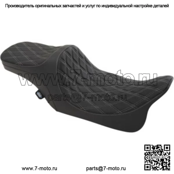 Predator III Silver Dimond Stitch 2Up Seat Harley Touring 97-07 (Для: Harley-Davidson)