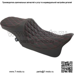 Predator III Red Dimond Stitch 2Up Seat Harley Touring 97-07 (Для: Harley-Davidson)