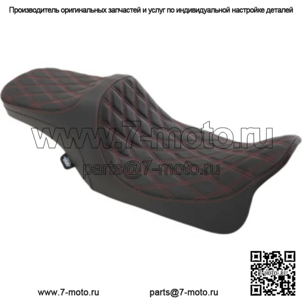 Predator III Red Dimond Stitch 2Up Seat Harley Touring 97-07 (Для: Harley-Davidson)