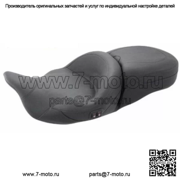 Мустанг Черное цельное туристическое сиденье с подогревом, простое Harley Dresser Bagger 08-2020 (Для: Harley-Davidson)