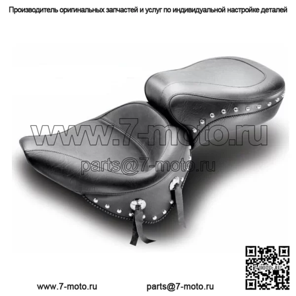 Цельное сиденье Mustang Wide Touring с хромированными шпильками 00-06 Harley Softail (Для: Harley-Davidson)
