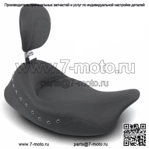 Mustang Vintage Super Solo Сиденье со спинкой водителя с черными заклепками 08-18 Harley Touring (Для: Harley-Davidson)