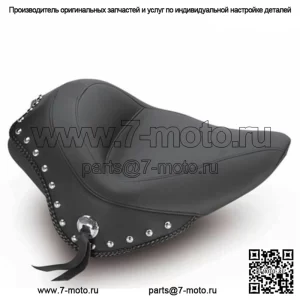 Новое сиденье Mustang Touring Solo с широкими хромированными шипами Harley Softail Slim Blackline (для: Harley-Davidson)