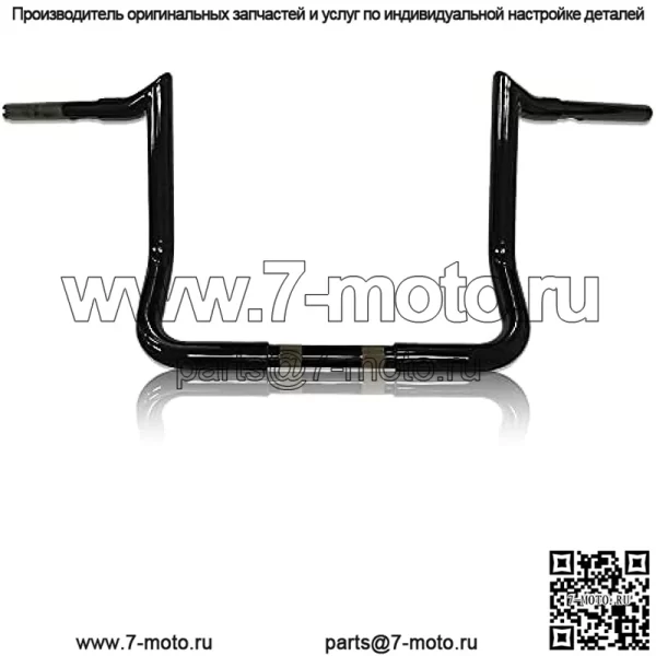 Руль Meathook Bagger Ape, 1 1/4 дюйма, высота подъема 14 дюймов, глянцевый черный, совместим с Electra Glide (FLH), Electra Glide Classic (FLHTC) и Street Glide (FLHX) 1996-2020 гг.