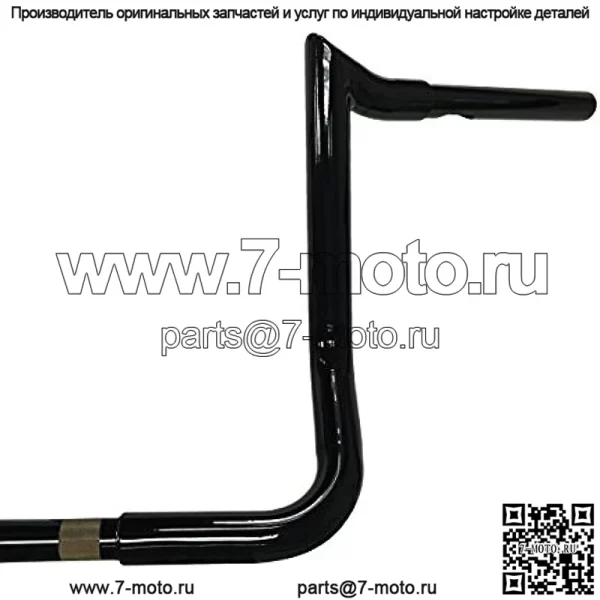 Руль Meathook Bagger Ape, 1 1/4 дюйма, высота подъема 14 дюймов, глянцевый черный, совместим с Electra Glide (FLH), Electra Glide Classic (FLHTC) и Street Glide (FLHX) 1996-2020 гг. - Image 4