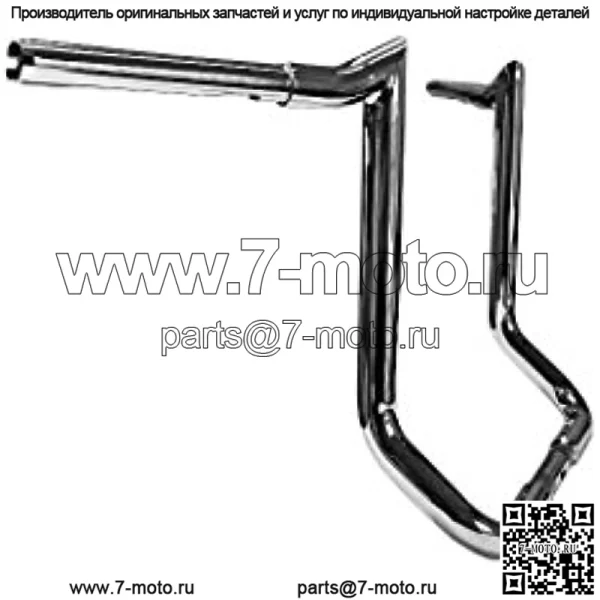 Руль Meathook Bagger Ape, 1 1/4 дюйма, высота подъема 14 дюймов, хромированный - Image 2