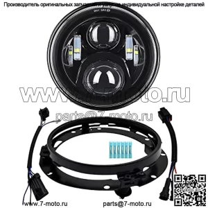 Комплект светодиодных фар для мотоцикла 7 дюймов с монтажным кронштейном, совместимый с Harley Davidson Fatboy Street Glide Heritage Softail Road King Switchback Electra Glide Ultra Classic Black