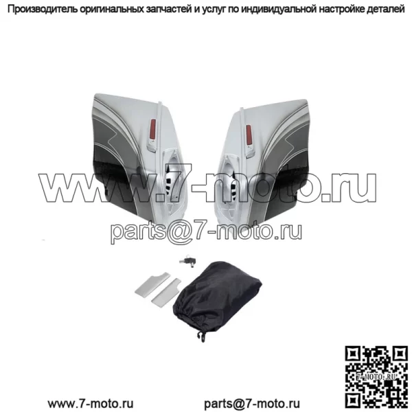Жесткие седельные сумки 4 дюйма, подходящие для Harley Road Glide 14–23, серебристый/черный Honeycomb Fade