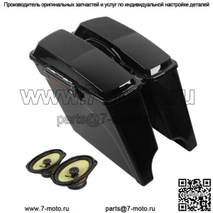 Удлиненные жесткие седельные сумки 5 дюймов с динамиком 6X9 дюймов, подходящие для Harley Touring Glide 93-13 (для: Harley-Davidson)