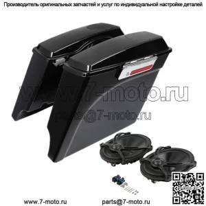 Удлиненная седельная сумка 5 дюймов и динамик 5 x 7 дюймов, подходят для Harley Road Glide 1993-2013, черный (для: Harley-Davidson)
