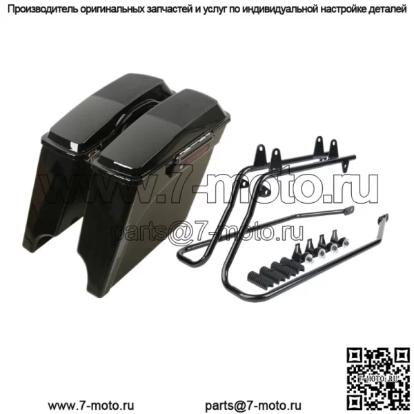 Черные 5-дюймовые жесткие кофры, комплект кронштейнов для крышек динамиков, подходит для Harley Softail 84-17 (для: Harley-Davidson)