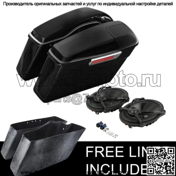 Черные жесткие седельные сумки и динамики 5x7 дюймов подходят для Harley Touring Road King 14-23 22 (для: Harley-Davidson)