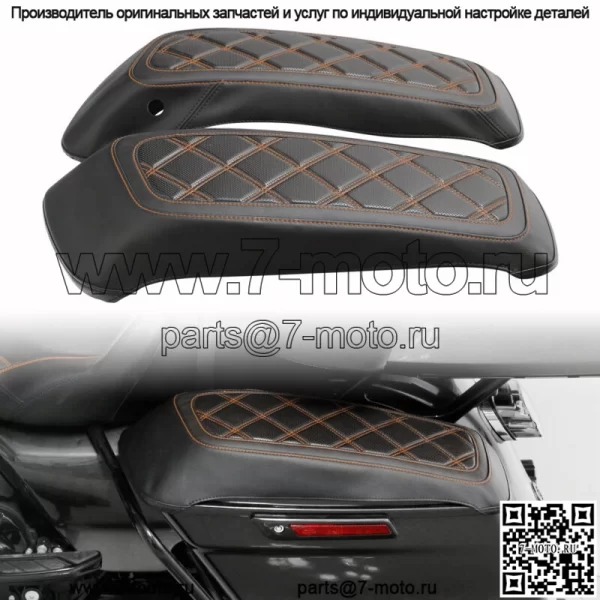 Черные оранжевые чехлы на крышку седельной сумки, подходят для Harley Touring Road Glide 2014-2023 22 (для: Harley-Davidson)