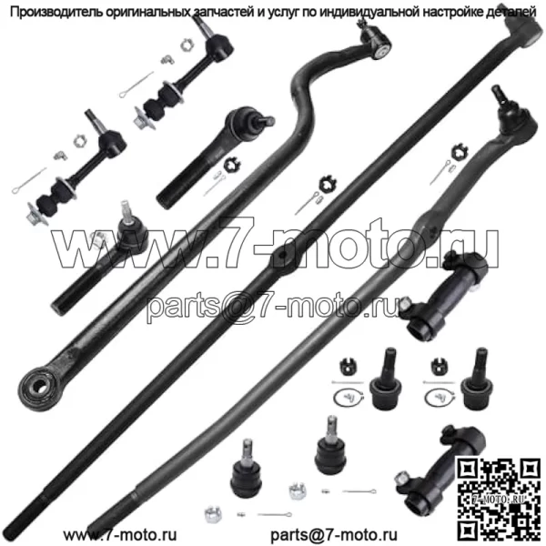 Комплект передней подвески 4WD из 13 предметов для Dodge Ram 2000, 2001, 2002 2000, 2500, 3500, 4 верхних и нижних шаровых шарнира, 4 внутренние и внешние рулевые тяги, 2 стабилизатора поперечной устойчивости, 2 регулировочные втулки, 1 гусеница, замена - Image 2
