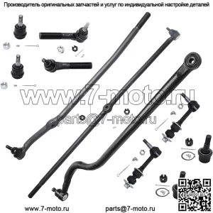 Комплект передней подвески 4WD из 11 предметов для Dodge Ram 2000, 2001, 2002 2000, 2500, 3500, 4 верхних и нижних шаровых шарнира, 4 внутренние и внешние рулевые тяги, 2 звена стабилизатора поперечной устойчивости, 1 гусеница, замена