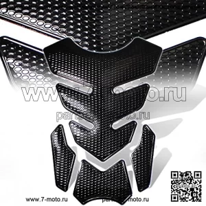 3D 4-х предметная наклейка/наклейка на накладку топливного бака, перфорированная черная с черной отделкой